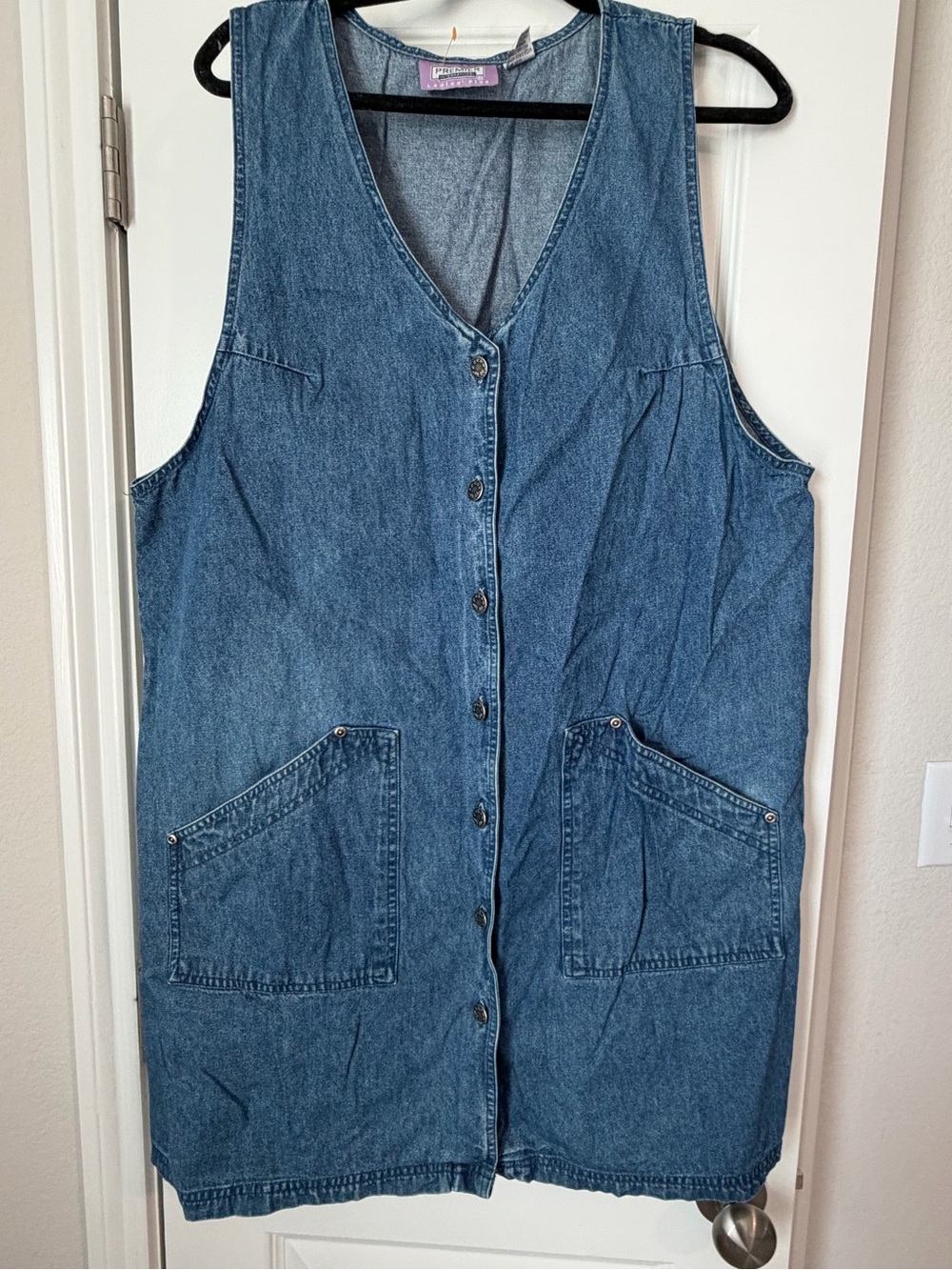 Women’s Vintage Denim Button Jumper Dress, 2X